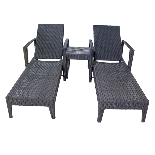 3pc Black Wicker Lounge Chair Set - 121