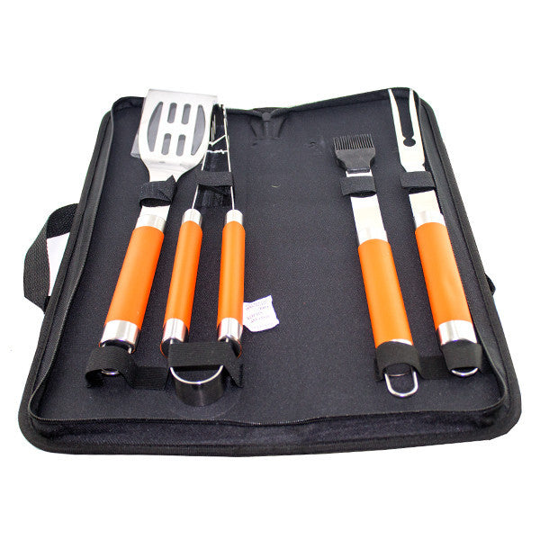 BBQ Tool Set (4pcs SS Orange Handle) - 4728