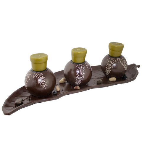 Candle 3pc Set w/Stones - ZK006