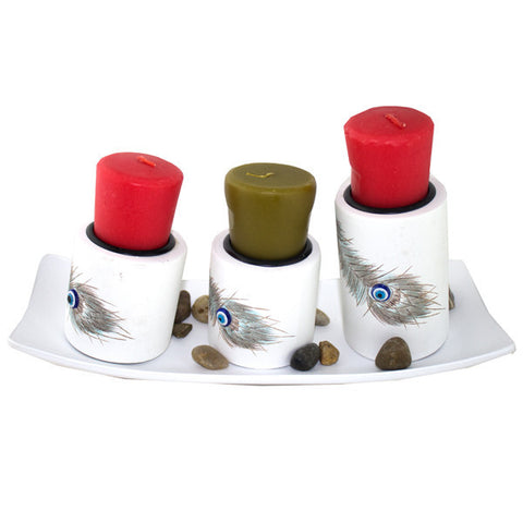 Candle 3pc Set w/Stones - ZKQ010