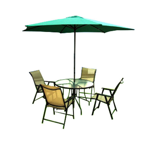 Outdoor Table Set w/Umbrella & 4 Chairs - TX-1056